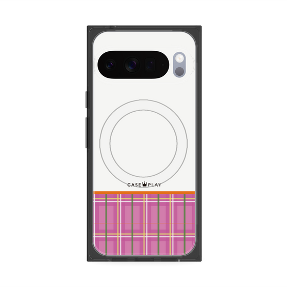 Premium Square Case with Pixelsnap［ CASEPLAY Tartan Check - Pink ］