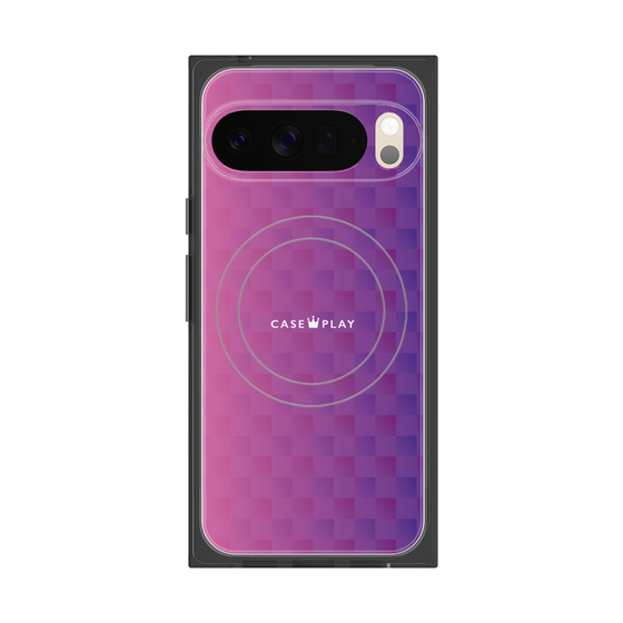 Premium Square Case with Pixelsnap［ CASEPLAY Check - Purple ］