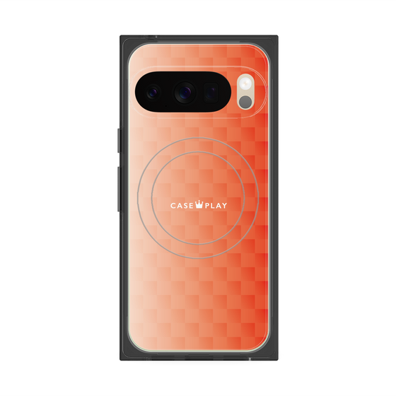 Premium Square Case with Pixelsnap［ CASEPLAY Check - Orange ］