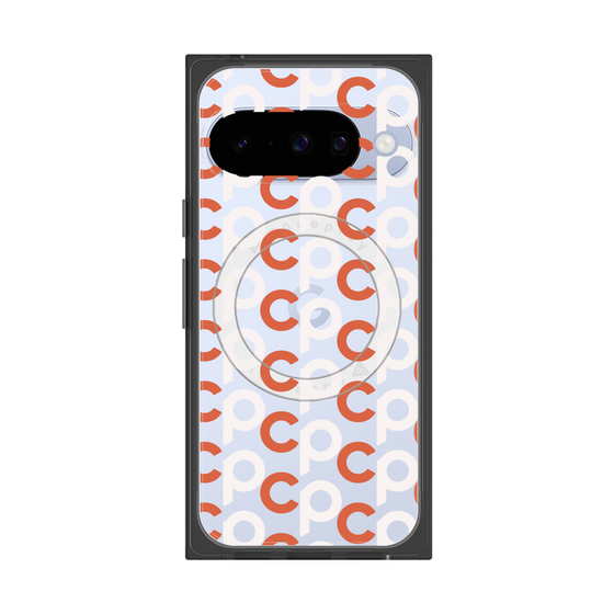 Premium Square Case with Pixelsnap［ Original - CASEPLAY Initial All-over Pattern - Orange ］