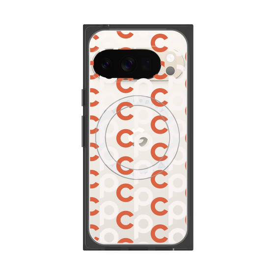 Premium Square Case with Pixelsnap［ Original - CASEPLAY Initial All-over Pattern - Orange ］