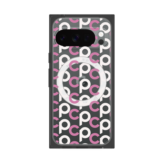 Premium Square Case with Pixelsnap［ Original - CASEPLAY Initial All-over Pattern - Pink ］