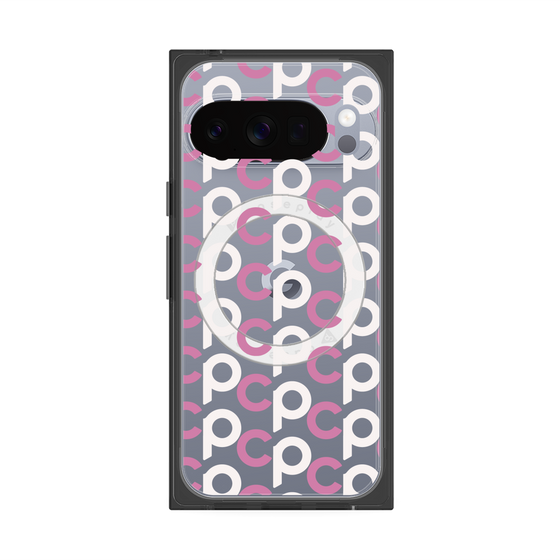 Premium Square Case with Pixelsnap［ Original - CASEPLAY Initial All-over Pattern - Pink ］