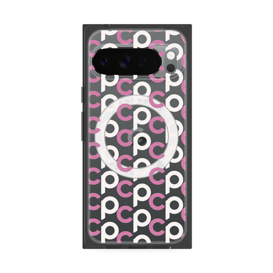 Premium Square Case with Pixelsnap［ Original - CASEPLAY Initial All-over Pattern - Pink ］