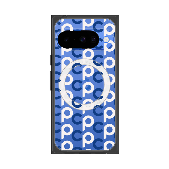 Premium Square Case with Pixelsnap［ Original - CASEPLAY Initial All-over Pattern - Navy ］