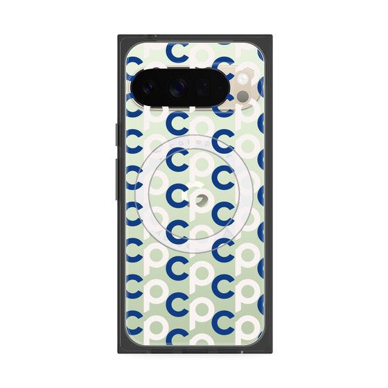 Premium Square Case with Pixelsnap［ Original - CASEPLAY Initial All-over Pattern - Navy ］