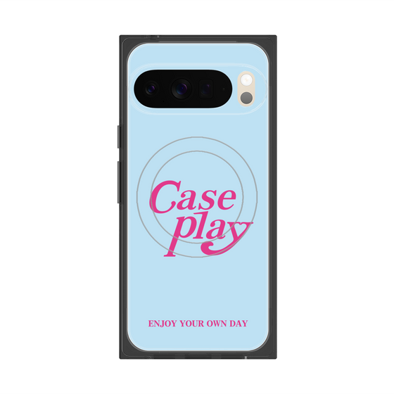 Premium Square Case with Pixelsnap［ Original - ENJOY YOUR OWN DAY - Light Blue ］