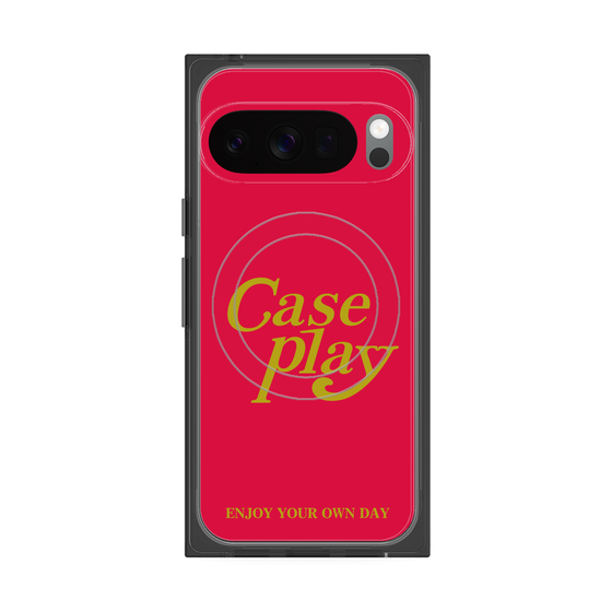 Premium Square Case with Pixelsnap［ Original - ENJOY YOUR OWN DAY - Red ］