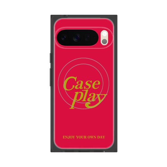 Premium Square Case with Pixelsnap［ Original - ENJOY YOUR OWN DAY - Red ］