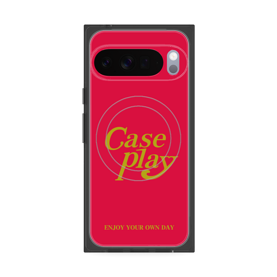 Premium Square Case with Pixelsnap［ Original - ENJOY YOUR OWN DAY - Red ］