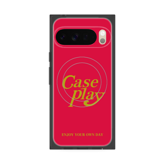 Premium Square Case with Pixelsnap［ Original - ENJOY YOUR OWN DAY - Red ］