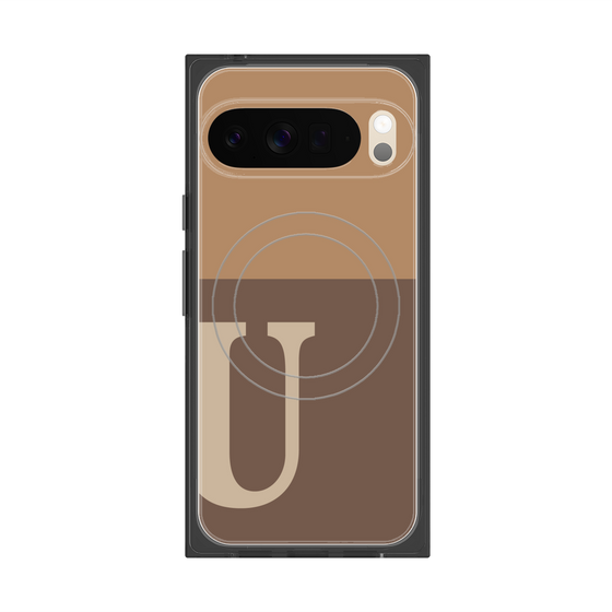 Premium Square Case with Pixelsnap［ Original - initial two tone - U brown ］