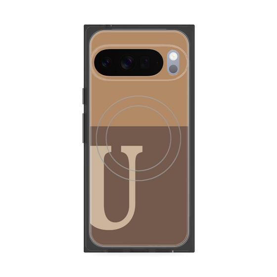 Premium Square Case with Pixelsnap［ Original - initial two tone - U brown ］