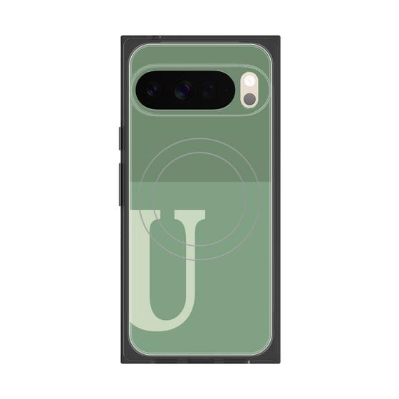 Premium Square Case with Pixelsnap［ Original - initial two tone - U green ］