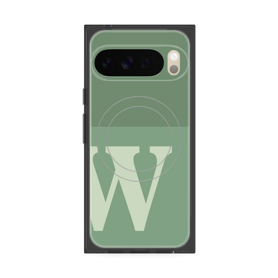 Premium Square Case with Pixelsnap［ Original - initial two tone - W green ］