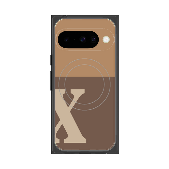 Premium Square Case with Pixelsnap［ Original - initial two tone - X brown ］