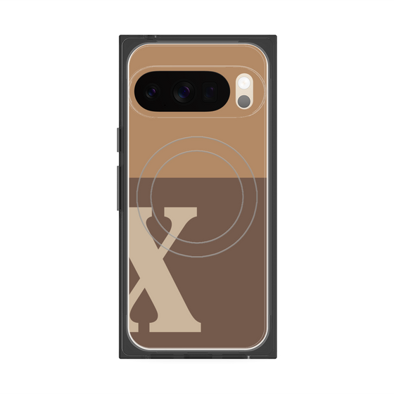 Premium Square Case with Pixelsnap［ Original - initial two tone - X brown ］