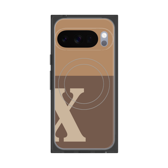 Premium Square Case with Pixelsnap［ Original - initial two tone - X brown ］