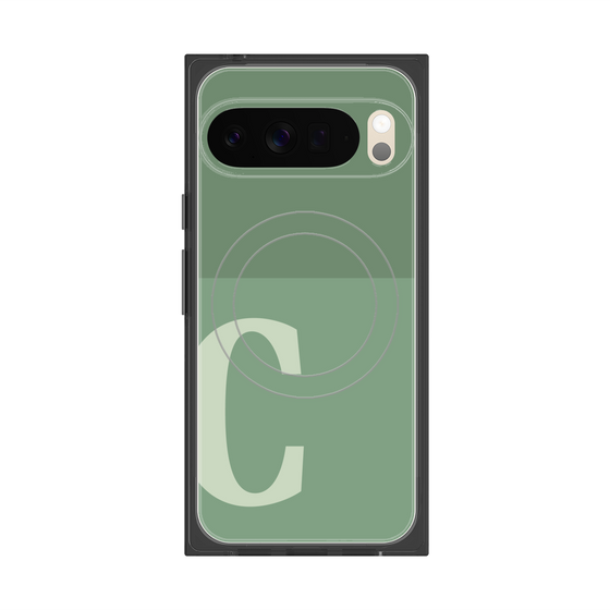 Premium Square Case with Pixelsnap［ Original - initial two tone - C green ］