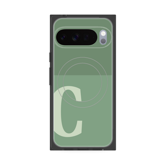 Premium Square Case with Pixelsnap［ Original - initial two tone - C green ］