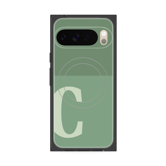 Premium Square Case with Pixelsnap［ Original - initial two tone - C green ］