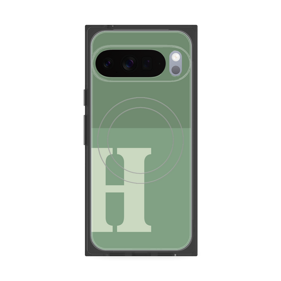 Premium Square Case with Pixelsnap［ Original - initial two tone - H green ］