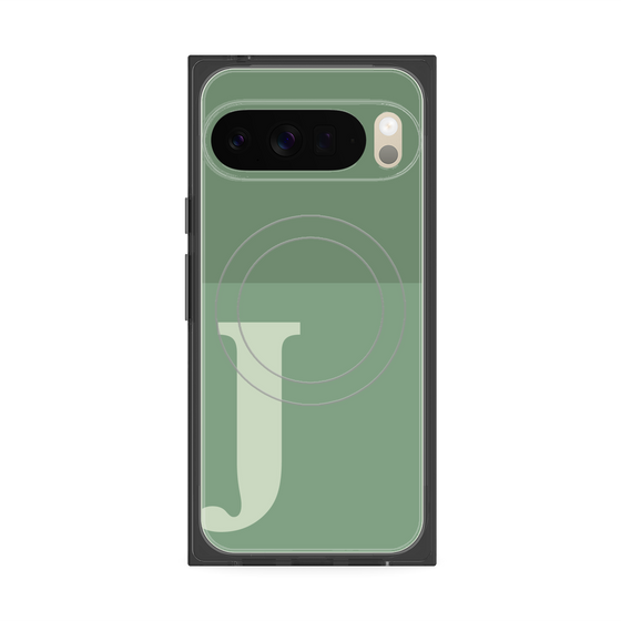 Premium Square Case with Pixelsnap［ Original - initial two tone - J green ］