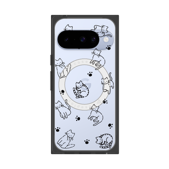 Premium Square Case with Pixelsnap［ Original - CASEPLAY Cat All-over Pattern - black ］