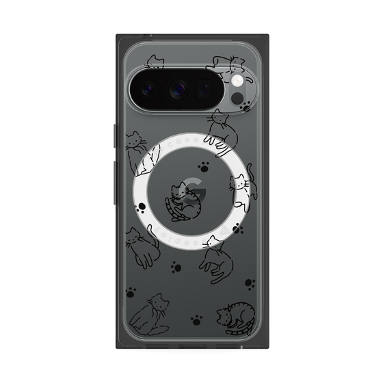 Premium Square Case with Pixelsnap［ Original - CASEPLAY Cat All-over Pattern - black ］