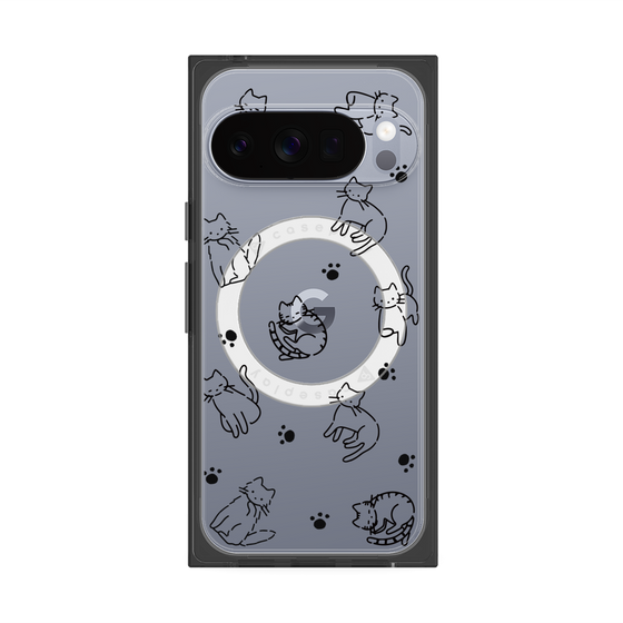 Premium Square Case with Pixelsnap［ Original - CASEPLAY Cat All-over Pattern - black ］