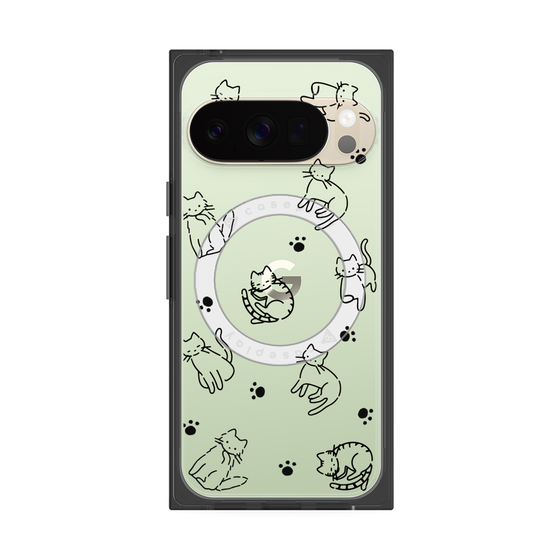Premium Square Case with Pixelsnap［ Original - CASEPLAY Cat All-over Pattern - black ］