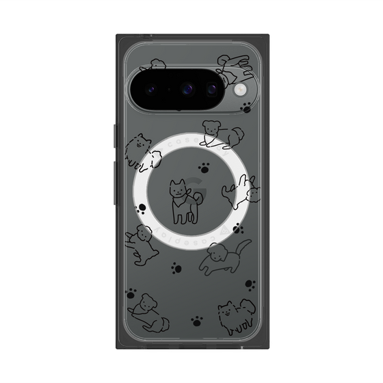 Premium Square Case with Pixelsnap［ Original - CASEPLAY Dog All-over Pattern - black ］
