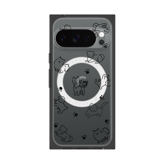 Premium Square Case with Pixelsnap［ Original - CASEPLAY Dog All-over Pattern - black ］