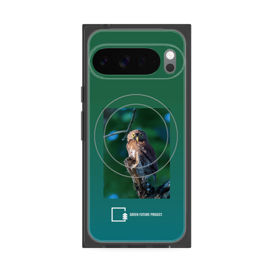 Premium Square Case with Pixelsnap［ Green Future Project - Ferruginous Pygmy Owl ］