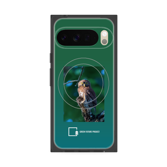 Premium Square Case with Pixelsnap［ Green Future Project - Ferruginous Pygmy Owl ］