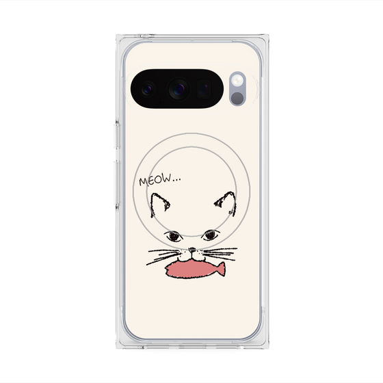 Premium Square Case with Pixelsnap［ Very Greedy Cat - White ］