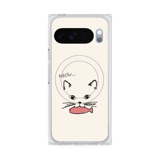Premium Square Case with Pixelsnap［ Very Greedy Cat - White ］