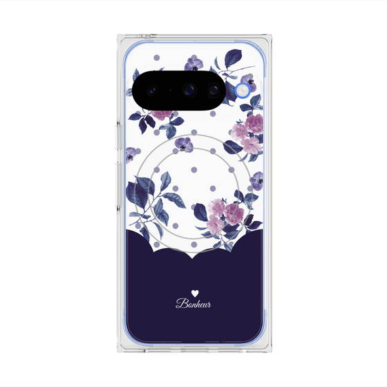 Premium Square Case with Pixelsnap［ Twin Dot Flower - Navy ］