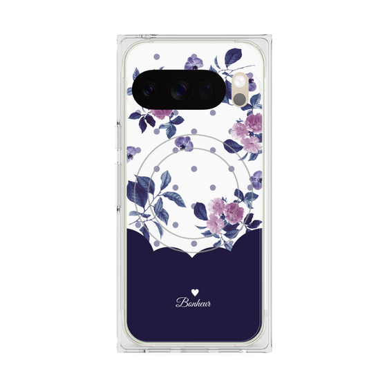 Premium Square Case with Pixelsnap［ Twin Dot Flower - Navy ］
