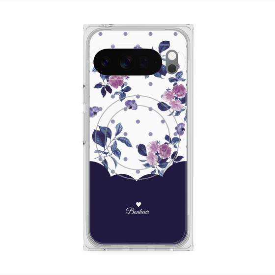 Premium Square Case with Pixelsnap［ Twin Dot Flower - Navy ］