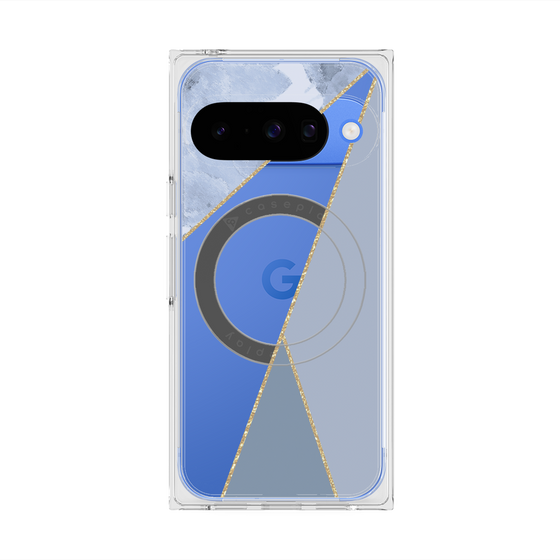 Premium Square Case with Pixelsnap［ Marble Triangle Palette - Blue ］