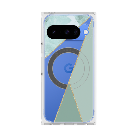 Premium Square Case with Pixelsnap［ Marble Triangle Palette - Green ］