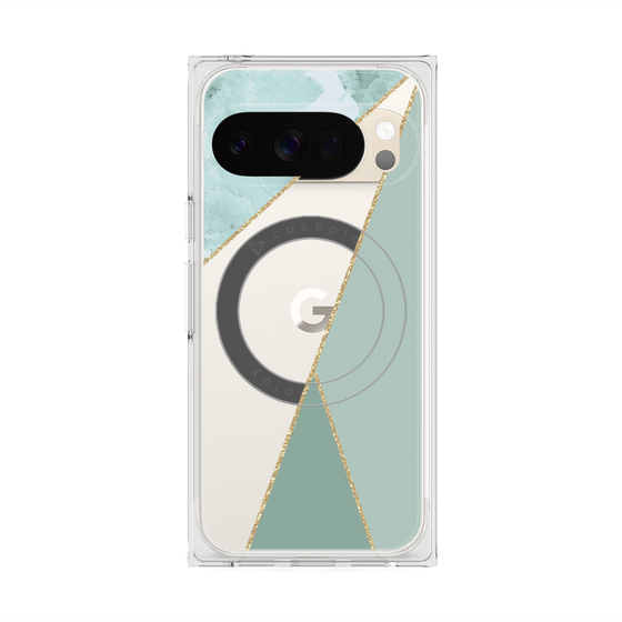 Premium Square Case with Pixelsnap［ Marble Triangle Palette - Green ］