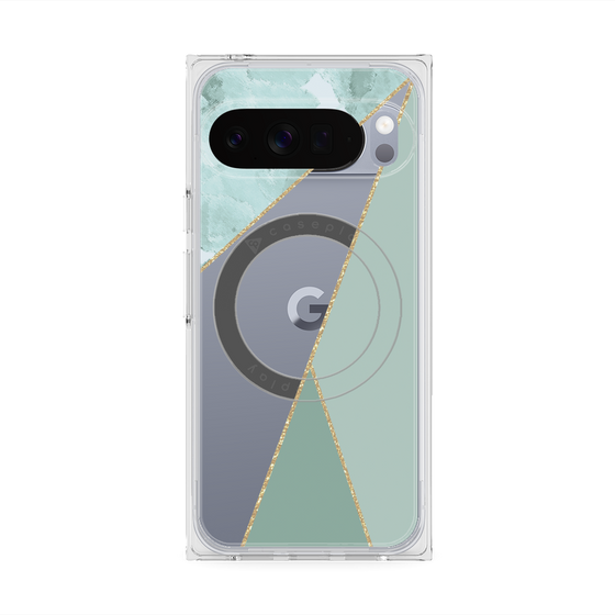 Premium Square Case with Pixelsnap［ Marble Triangle Palette - Green ］