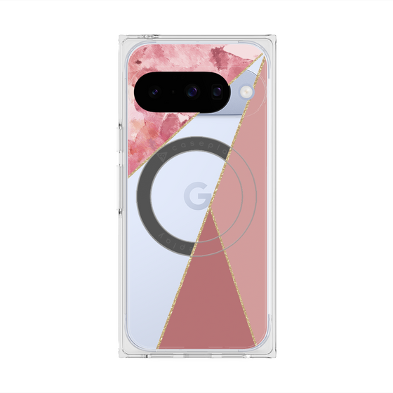 Premium Square Case with Pixelsnap［ Marble Triangle Palette - Pink ］