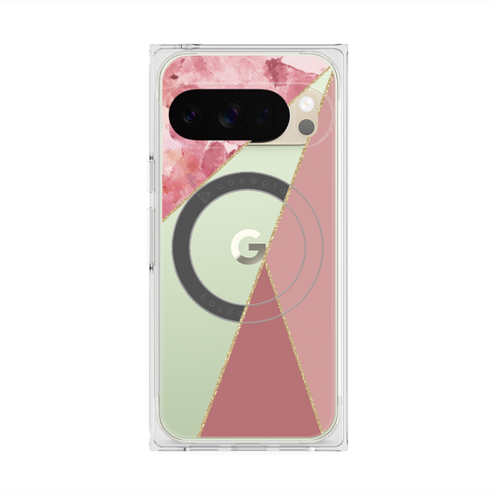 Premium Square Case with Pixelsnap［ Marble Triangle Palette - Pink ］