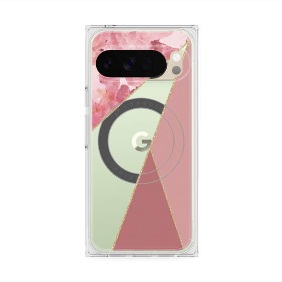 Premium Square Case with Pixelsnap［ Marble Triangle Palette - Pink ］