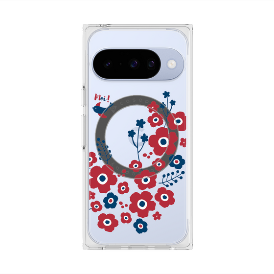 Premium Square Case with Pixelsnap［ Nordic Flower Bird ］