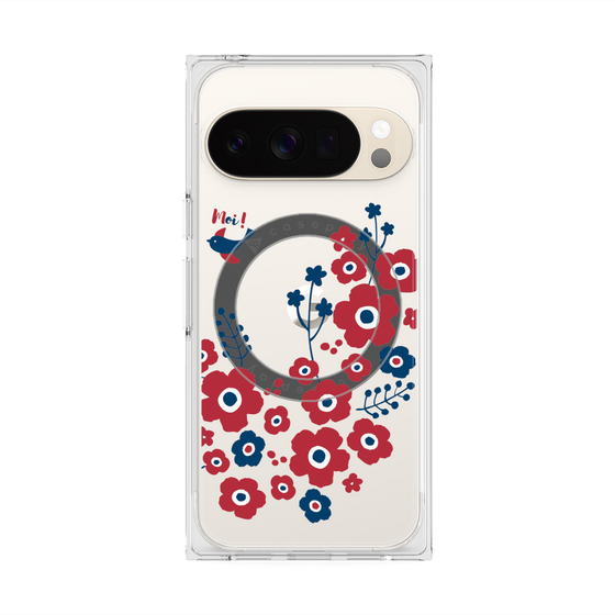 Premium Square Case with Pixelsnap［ Nordic Flower Bird ］