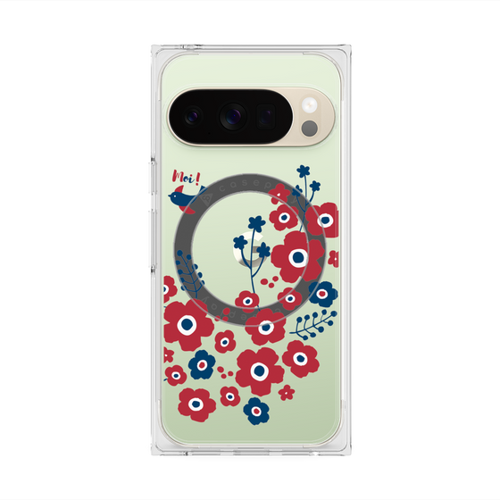 Premium Square Case with Pixelsnap［ Nordic Flower Bird ］